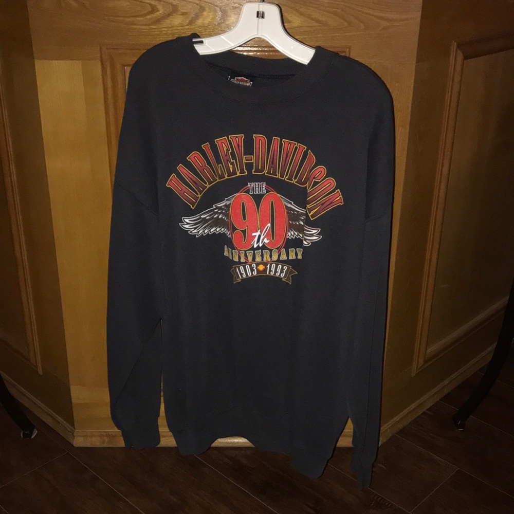Harley Davidson The 90th Anniversary 1903-1993 Charcoal Gray Sweatshirt XXL